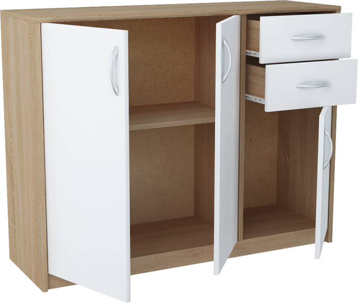 Komoda K021 Dąb Sonoma-Biały 85x110x35 cm Bestseller, 3838151