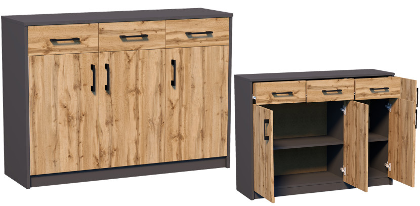 Komoda K023 Grafit-Wotan 85x110x35 cm Bestseller, 3838178