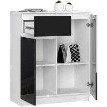 Komoda AKORD K80 Biała 80 cm Czarny Połysk 80x40x99 cm
