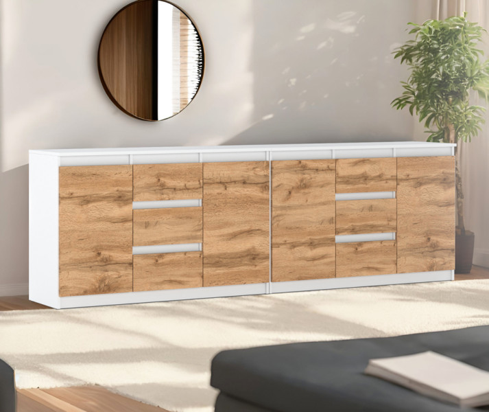 Komoda szafka biała dąb wotan skandynawska 240cm salon, 3912588