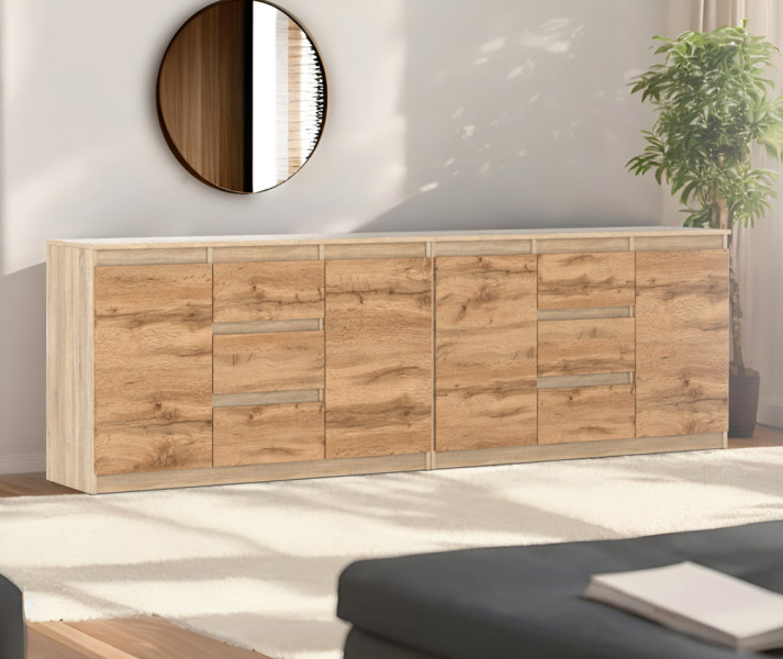 Komoda duża do salonu dąb sonoma wotan szafka 240cm pojemna, 3912678