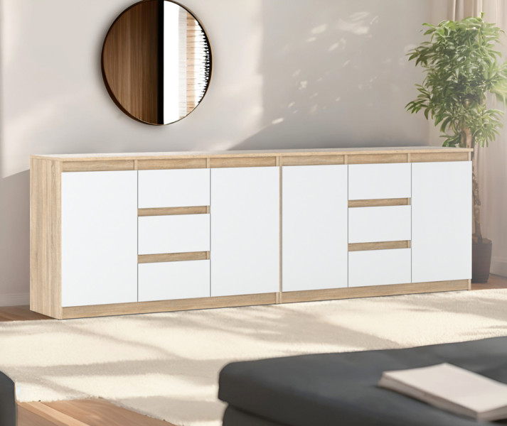Komoda 240cm duża szafka do salonu pojemna dąb sonoma biały, 3912682