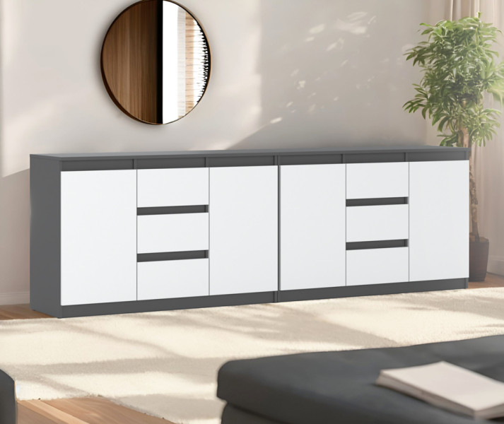 Komoda 240cm do pokoju szafka loft szary biały mat salon, 3912756