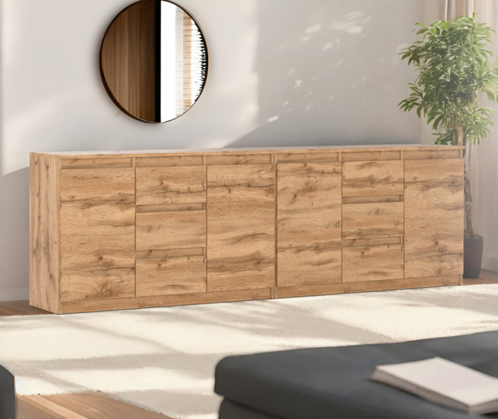 Komoda drewniana dąb wotan pojemna duża szafka rtv 240cm, 3912929