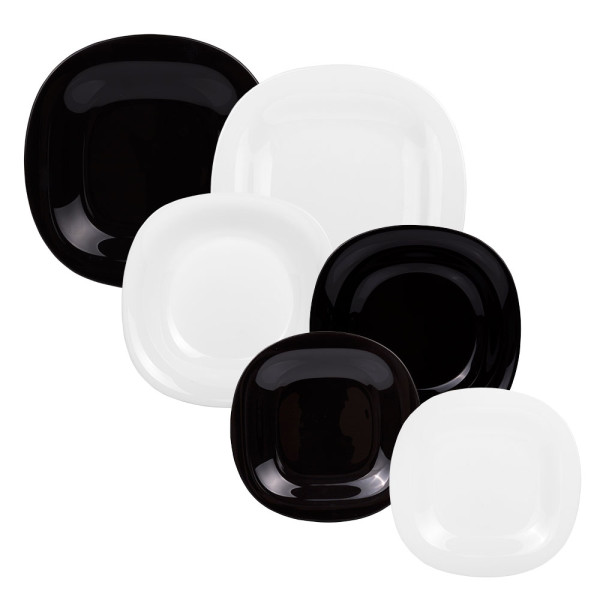 Komplet obiadowy Carine Neo Black & White 18-elementowy, 392854