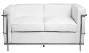 Sofa 2-osobowa Kubik biała skóra TP, 394506