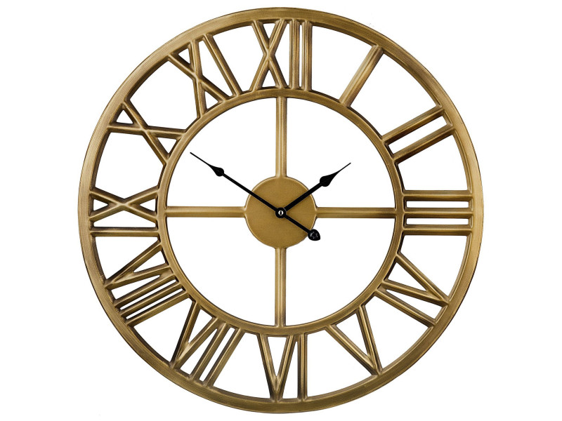 Zegar ścienny żelazny rzymskie cyfry złoty, 395111