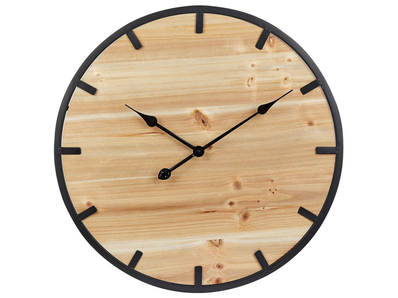 Zegar ścienny okrągły 60 cm jasne drewno, 395218