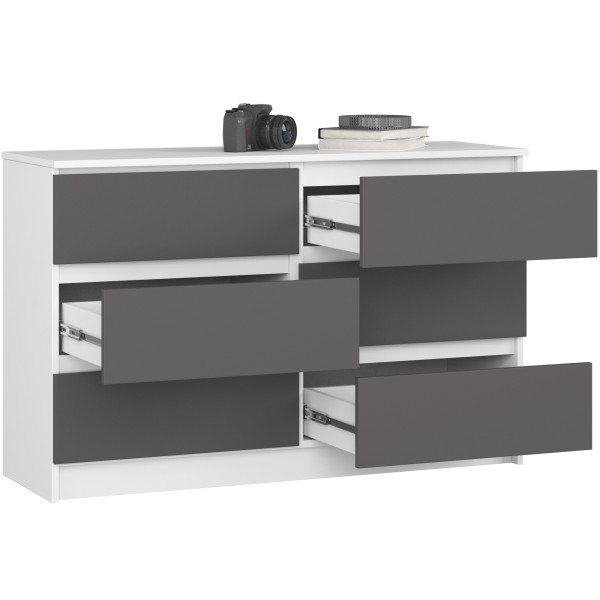 Komoda AKORD K120 Biała 120 cm Grafit Szary mat 120x40x77 cm, 3956179