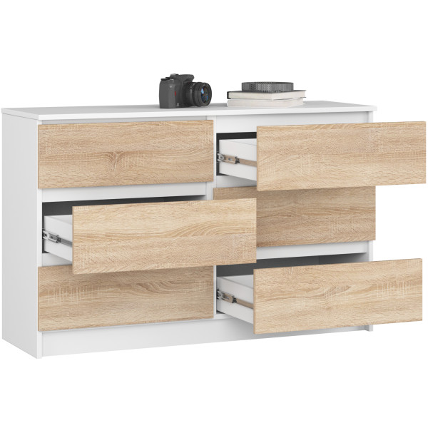 Komoda AKORD K120 Biała 120 cm Dąb Sonoma mat 120x40x77 cm, 3956191