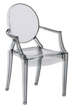 Krzesło Royal inspirowane Louis Ghost szare z tworzywa, 398002