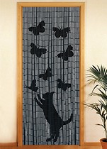 Zasłona bambusowa Kot i motyle, 90x200 cm