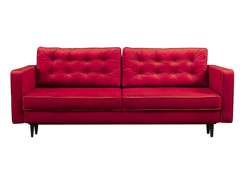 sofa trzyosobowa Tivoli rozkładana z pojemnikiem welurowa czerwona, 399908
