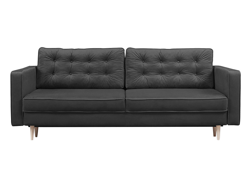 sofa trzyosobowa Tivoli rozkładana z pojemnikiem welurowa grafitowa, 399914