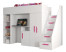 Inny kolor wybarwienia: Łóżko piętrowe Antresola PARTY 14 biały + biały + różowy