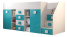 Inny kolor wybarwienia: Łóżko piętrowe Antresola  TOLEDO 3 P biały + turkusowy