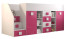 Inny kolor wybarwienia: Łóżko piętrowe Antresola  TOLEDO 3 L biały + różowy