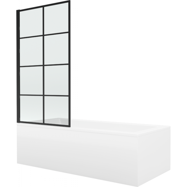 Wanna prostokątna Mexen Cubik 150x70cm z obudową i parawanem 1-skrzydłowym, 4047416