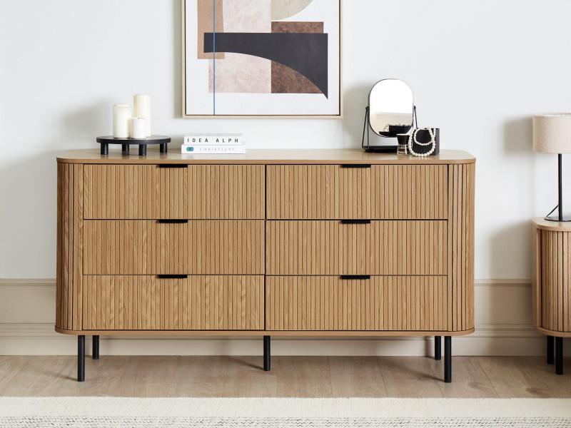 Szafka komoda 6 szuflad MDF jasne drewno, 4095308