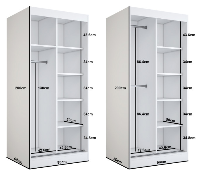 Szafa przesuwna 90x200 Nina , Biały mat, 4138483
