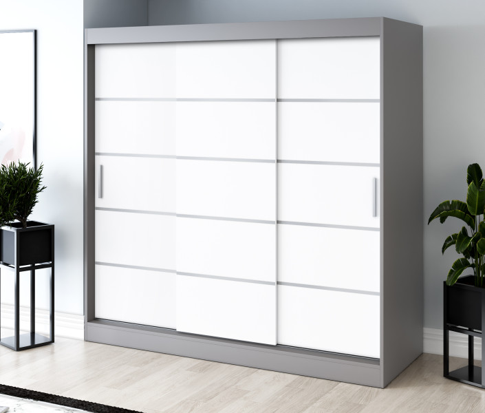 Szafa przesuwna 200x200 Nina , Antracyt mat / Biały mat, 4138668