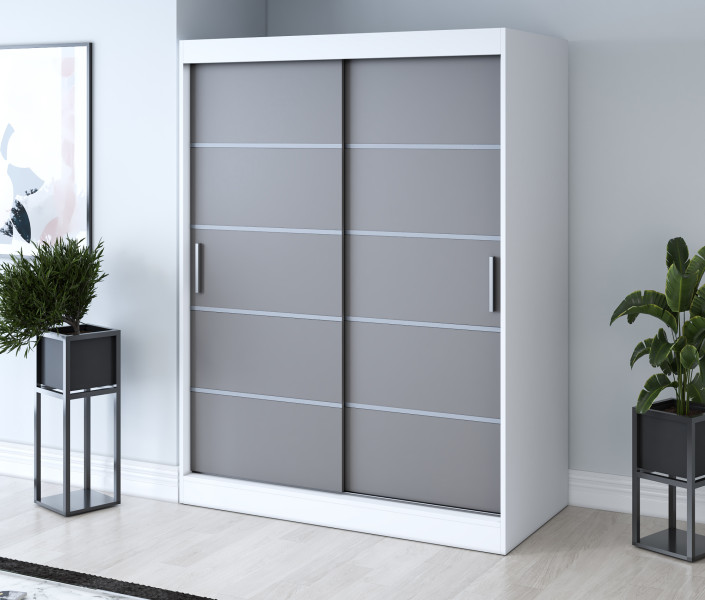 Szafa przesuwna 150x200 Nina , Biały Mat / Antracyt mat, 4139508