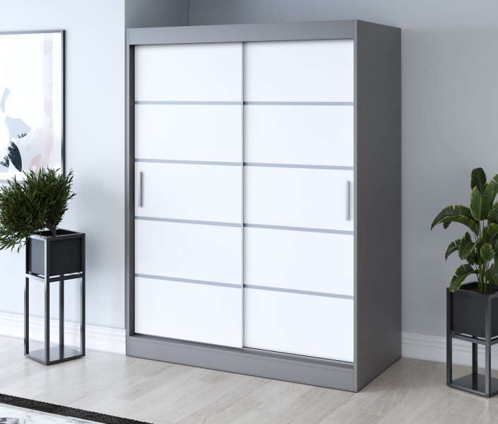 Szafa przesuwna 150x200  Nina , Antracyt mat /  Biały mat, 4141031