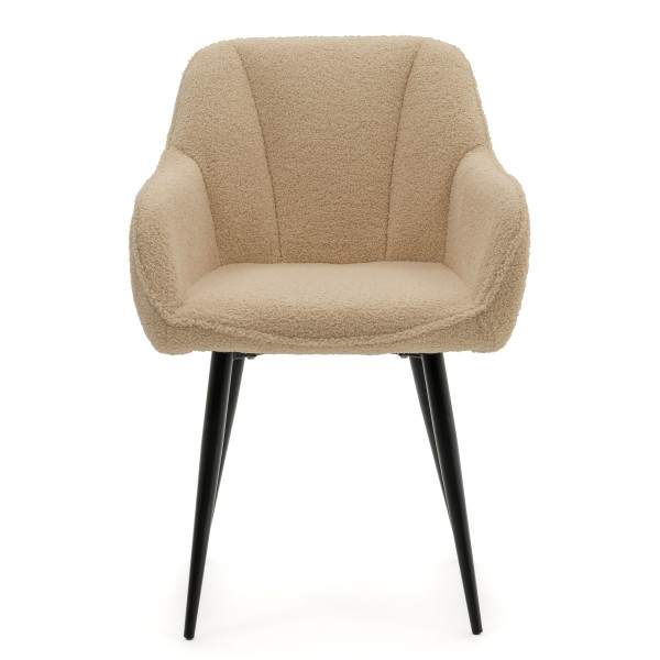 Krzesło tapicerowane LAGO boucle teddy beżowy, 4145626