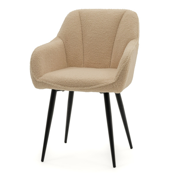Krzesło tapicerowane LAGO boucle teddy beżowy, 4145627