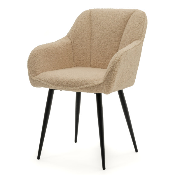 Krzesło tapicerowane LAGO boucle teddy beżowy, 4145628
