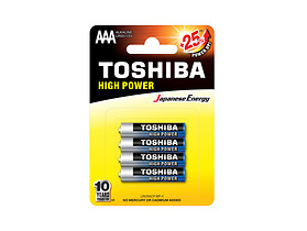 baterie alkaiczne 4 szt, high power 1,5V AAA/LR03 Toshiba