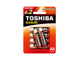 baterie alkaiczne 6 szt, red alkaline 1,5V AA/LR06 Toshiba