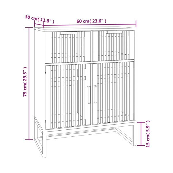 Komoda Czarny 60 x 30 x 75 cm Materiał drewnopochodny vidaXL, 4229347