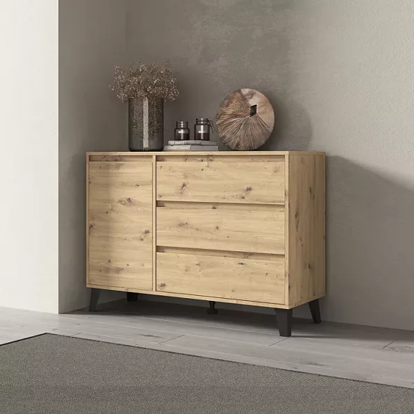 Nowoczesna komoda z szafką i szufladami dąb artisan - Xyero, 4247667