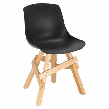 Krzesło Rail czarne/ dębowe drewniane, 428748