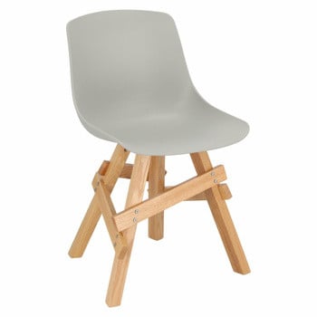 Krzesło Rail szare/ dębowe drewniane, 428763