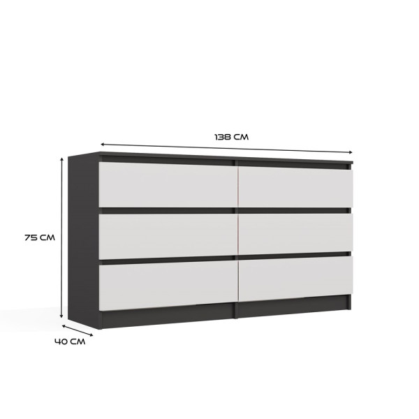 Komoda Malwa M6 140 ANTRACYT / BIAŁY, 4297972