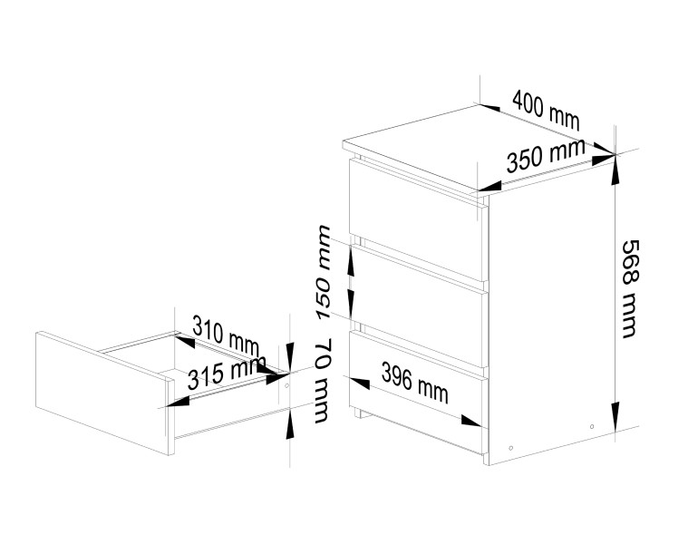 Komoda Cl3/40 Pk Dąb Sonoma / Biała, 4394004
