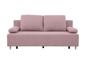 sofa trzyosobowa Sun rozkładana z pojemnikiem welurowa różowa