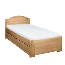 Łóżko 90x200 drewniane MIKI, kolor dębowy + stelaż, szuflada