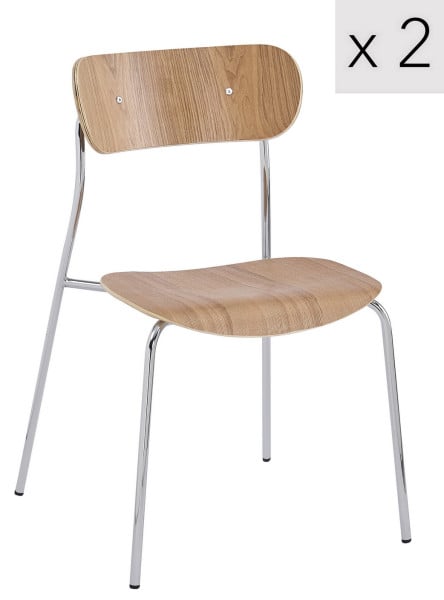 Zestaw 2 przemysłowych krzeseł z metalu i białych pętelkami, 464719