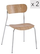 Zestaw 2 przemysłowych krzeseł z metalu i białych pętelkami