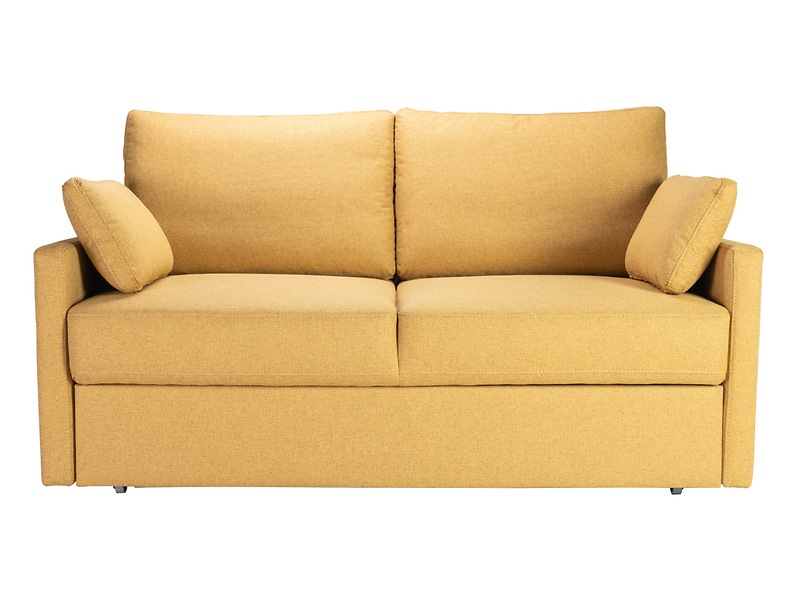 sofa dwuosobowa Amalia rozkładana z pojemnikiem tkanina żółta, 465468
