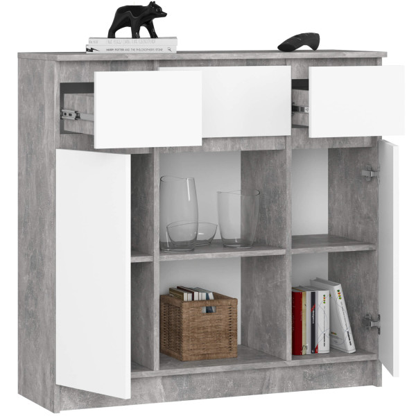 Komoda akord k100 beton, biały 101x35x98 cm, 4734375