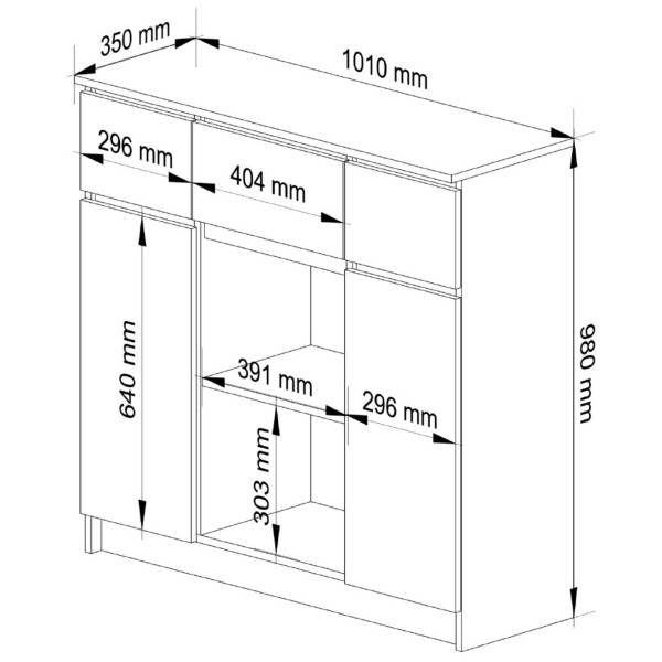 Komoda akord k100 beton, biały 101x35x98 cm, 4734376