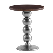 FineBuy Stolik Pomocniczy Okrągły 50x50x61,5 cm Lite Drewno Mango Srebrny