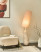 Lampa podłogowa ceramicza z abażurem jasnobeżowa, 4832605