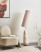 Lampa podłogowa ceramicza z abażurem jasnobeżowa, 4832607