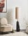 Lampa podłogowa ceramicza z abażurem czarna, 4832630