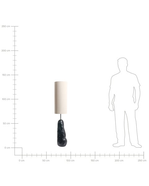Lampa podłogowa ceramicza z abażurem czarna, 4832638